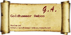 Goldhammer Ambos névjegykártya